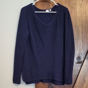 GAP Blue V-Neck Sweater Cozy Knit Pullover